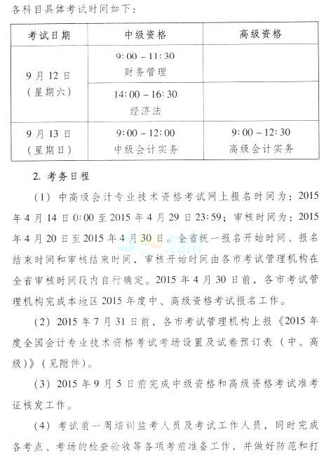 河南2015年初級會計師考試