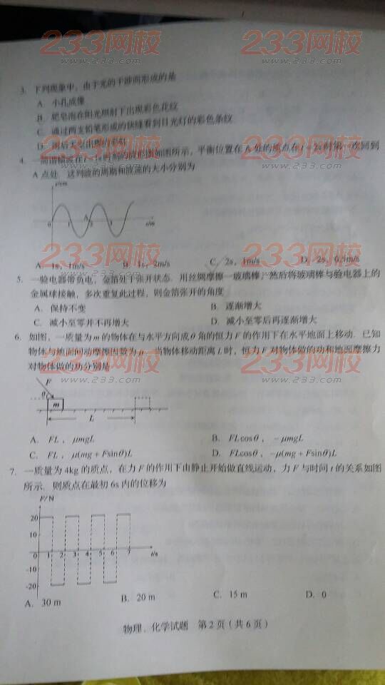 2015年成人高考高起點理化綜合考試試題（網(wǎng)友版1）