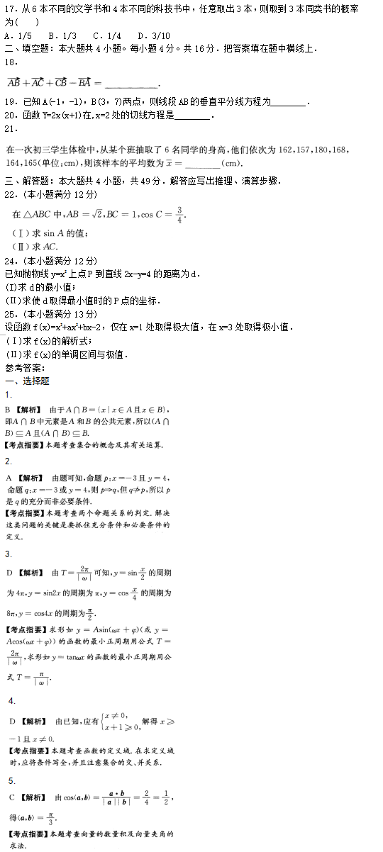 2016年成人高考數(shù)學(xué)(文史財(cái)經(jīng)類)模擬試題及答案（2）