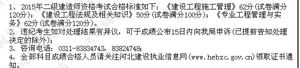 2015年河北二級(jí)建造師合格標(biāo)準(zhǔn)