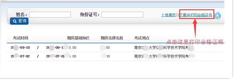 期貨從業(yè)資格考試成績(jī)合格證明