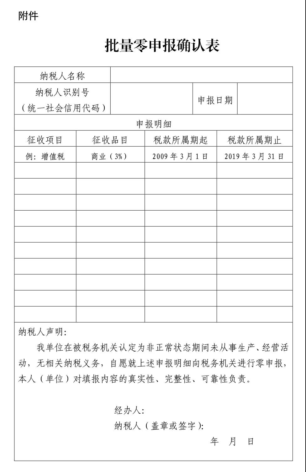 批量零申報(bào)確認(rèn)表