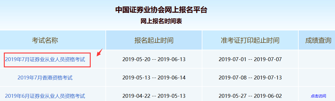 2019年第四次證券從業(yè)準考證打印時間：7月1日起