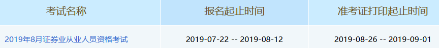 2019年8月證券業(yè)從業(yè)人員資格考試