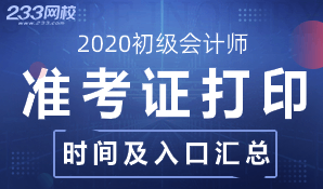 2020年初級會計準考證打印時間及入口